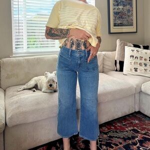 J. Crew Light Blue Wide-Leg Crop High Rise Flare Jeans